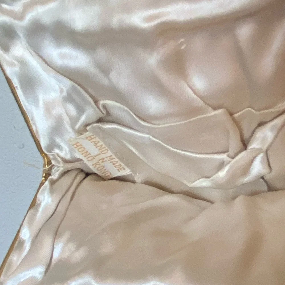 Evening Bag with Gold Frame Vintage Hand Made In Hong Kong Beaded Purse As Is